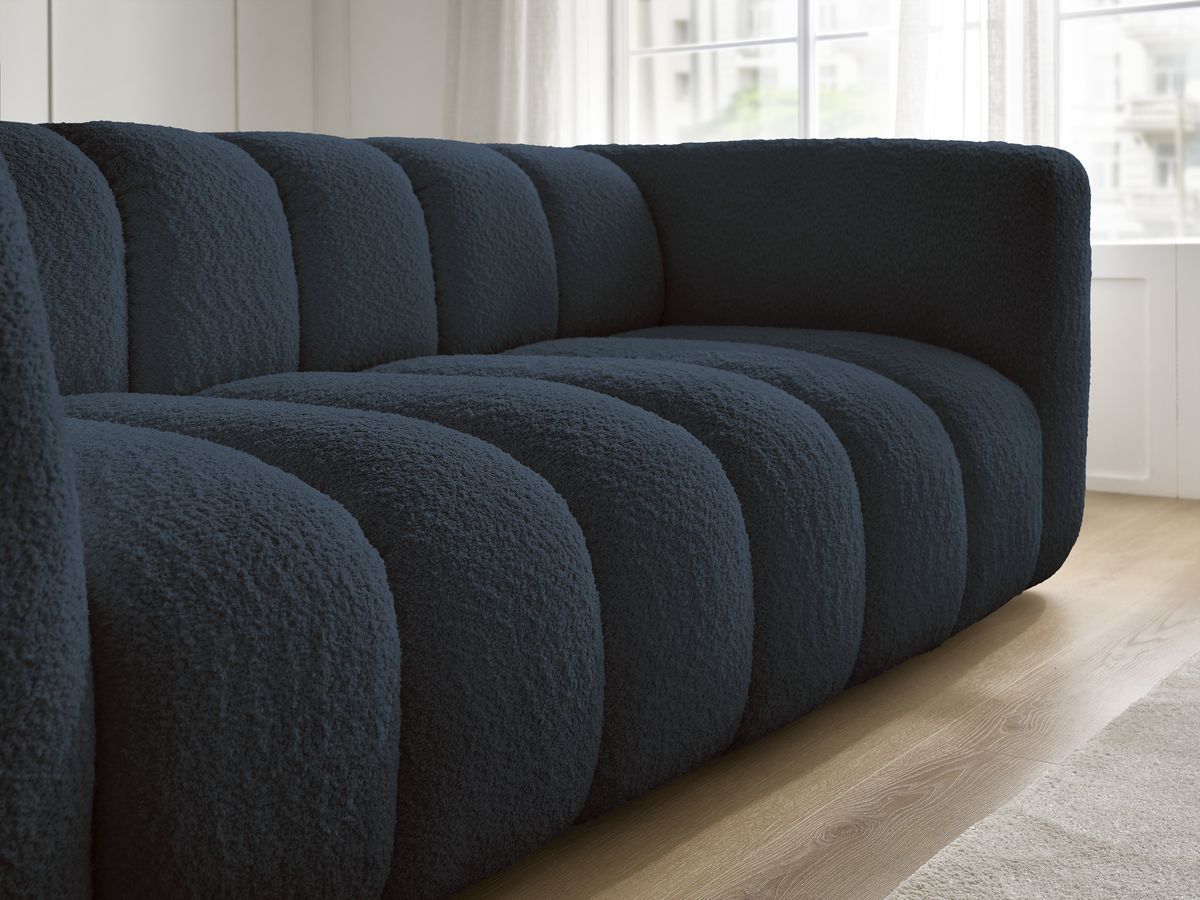 Bobochic Talia Sofa 3-Sitzer Bouclé-Stoff Dunkelblau