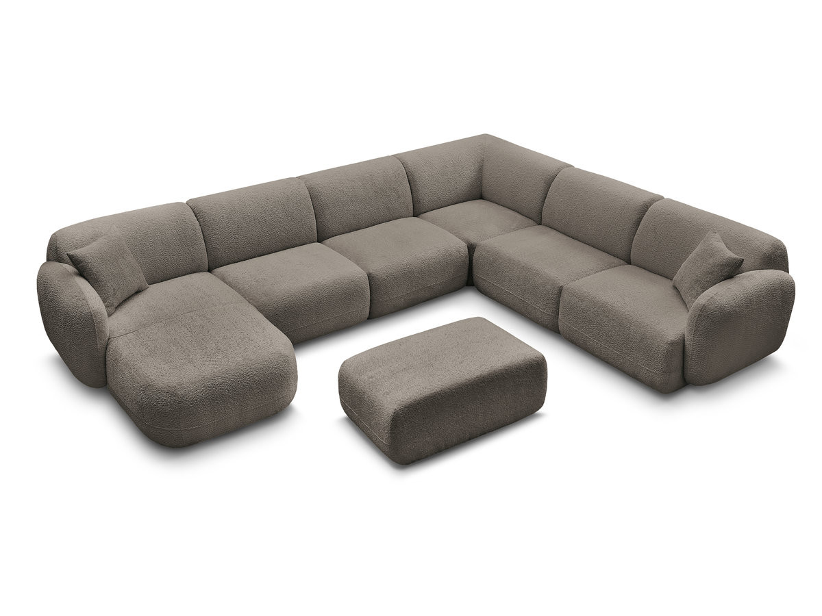 Bobochic Anda Wohnlandschaft mit Pouf 373 × 289 cm Chenille Taupe Ecke rechts