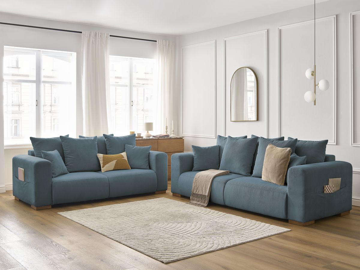 Bobochic Sidonie Sofa 5-Sitzer Cordsamt Dunkelblau