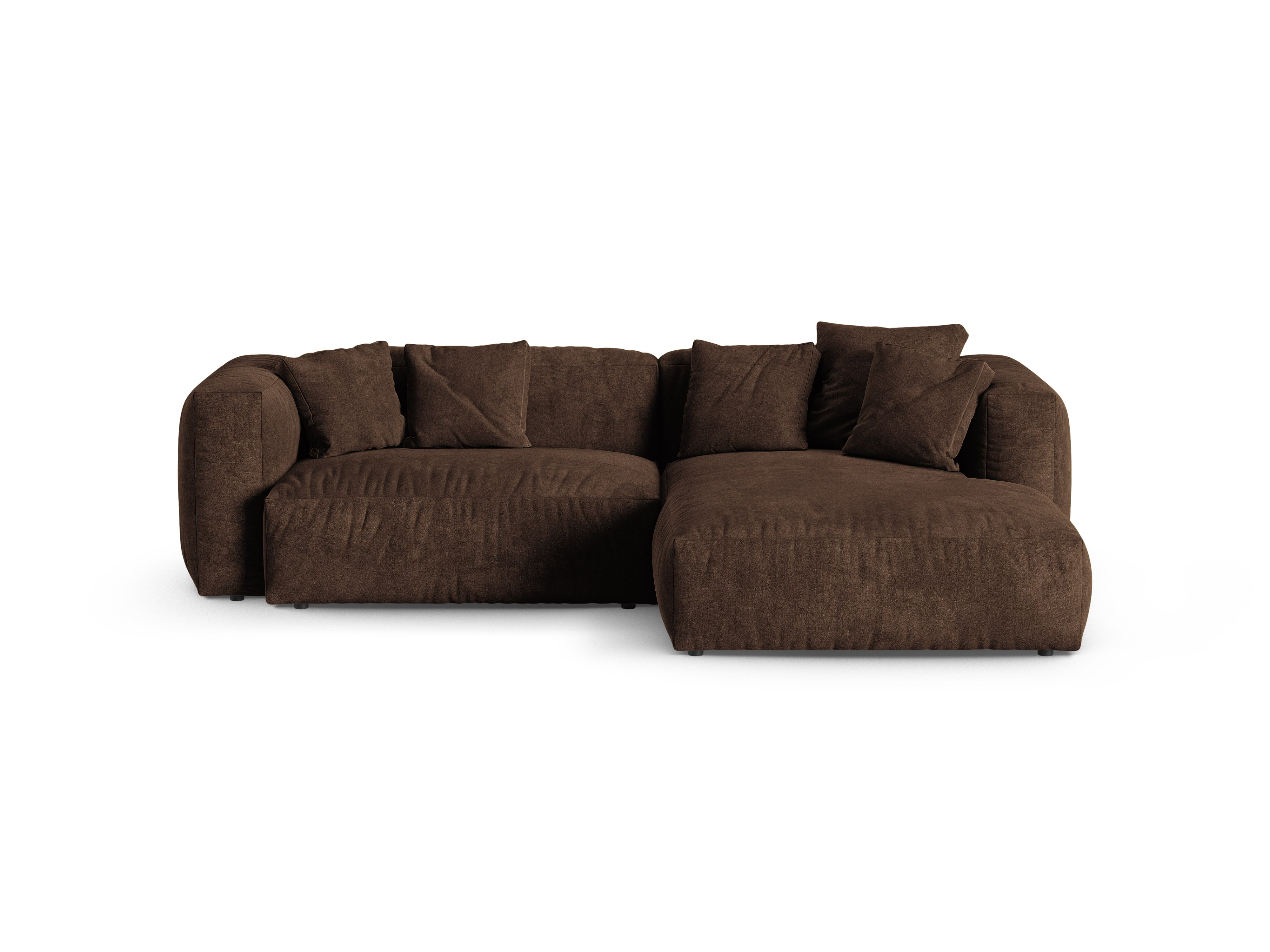 Micadoni Ecksofa Martina 2-Sitzer 90cm Sitztiefe Samt Vogue Schokolade Rechts