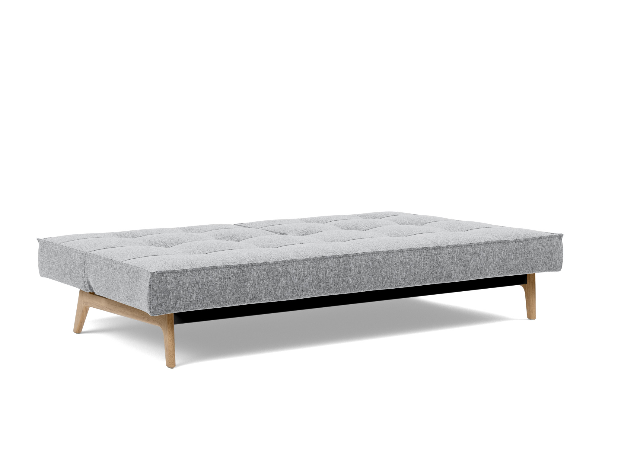 Schlafsofa Splitback Strukturierter Stoff Twist 565-Granite Beine Eiche