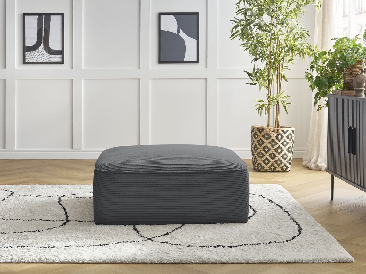 Bobochic Leopold Pouf Cordsamt Dunkelgrau