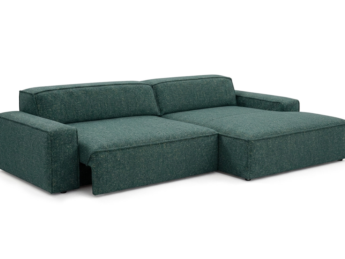 Bobochic Abel Ecksofa mit Schlaffunktion Melange-Stoff Grün Ecke rechts