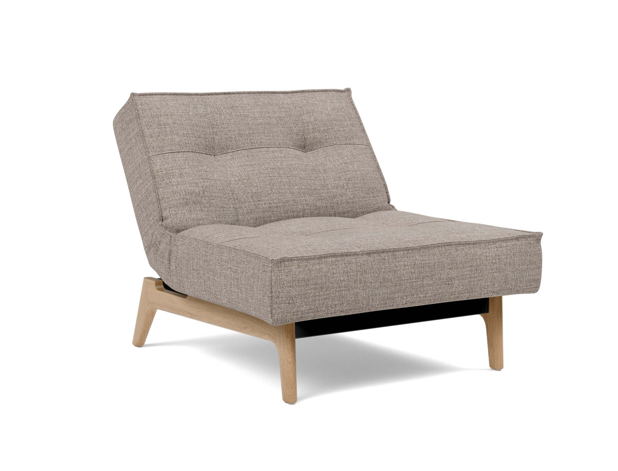 Sessel Splitback Chenille Yuveno 472-Warm-Grey Beine Eiche