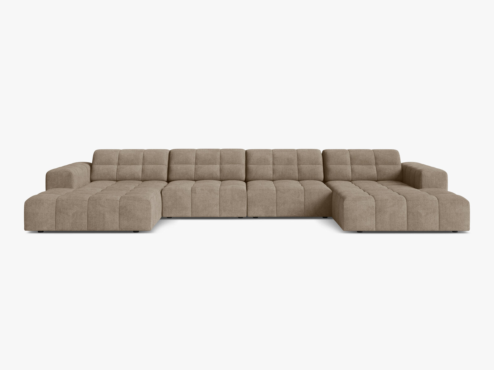 Micadoni Panorama Sofa Jennifer 6-Sitzer Chenille Eden Dunkelbeige