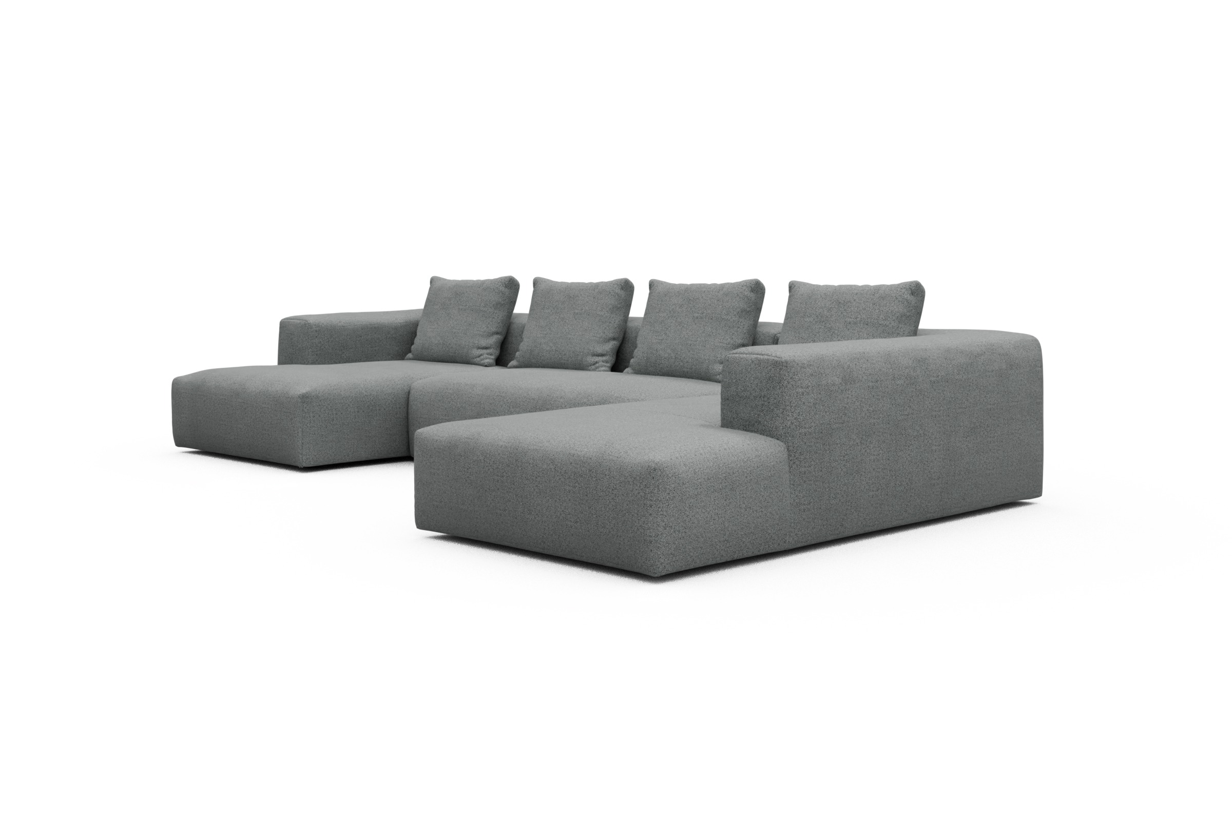 Wohnlandschaft Fred Relax-Ecke rechts mit 2-Sitzer und Chaiselongue links Aivi-Gravet-Grey