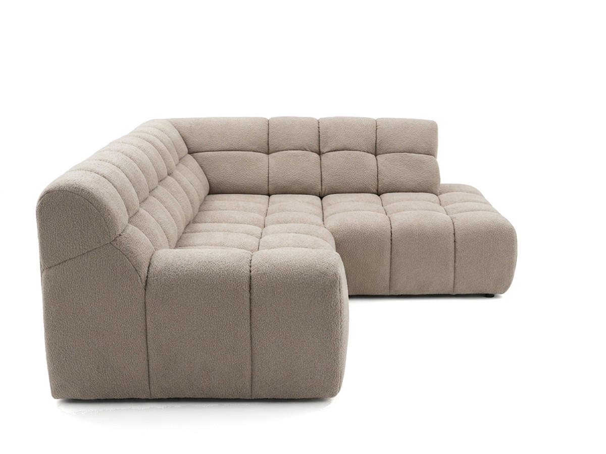 Bobochic Andre Ecksofa mit Schlaffunktion Chenille Beige Ecke rechts