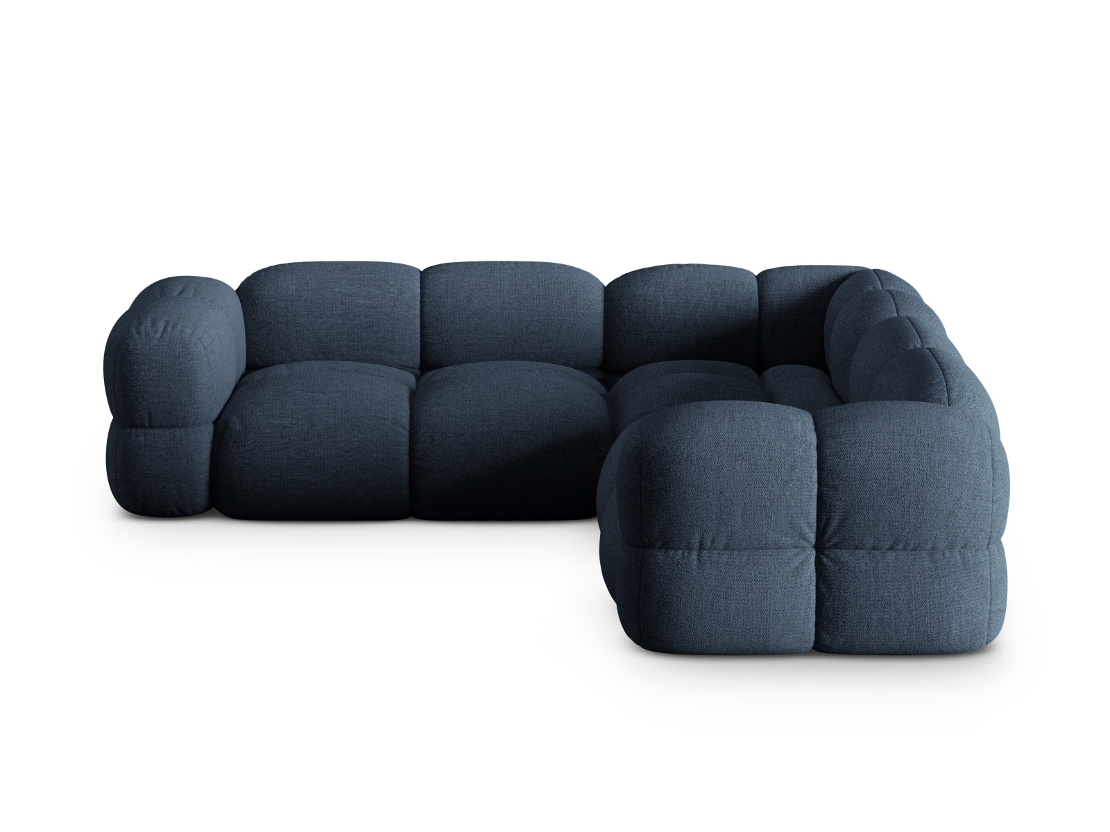 Cosmopolitan Design Symmetrisches Ecksofa Loretto 4-Sitzer Strukturierter Stoff Sorella Dunkelblau