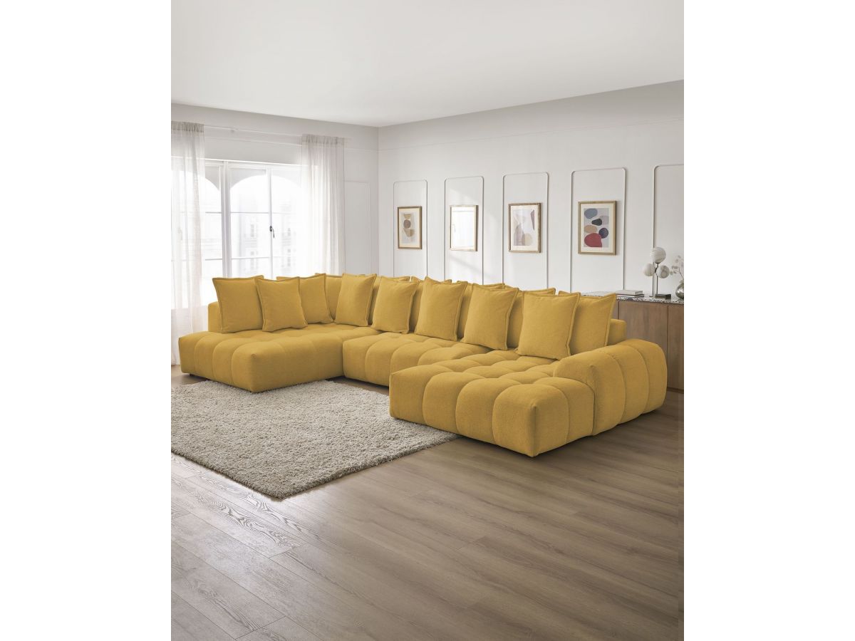 Bobochic Everest Wohnlandschaft, 14 Kissen Melange-Stoff Gelb Ecke rechts