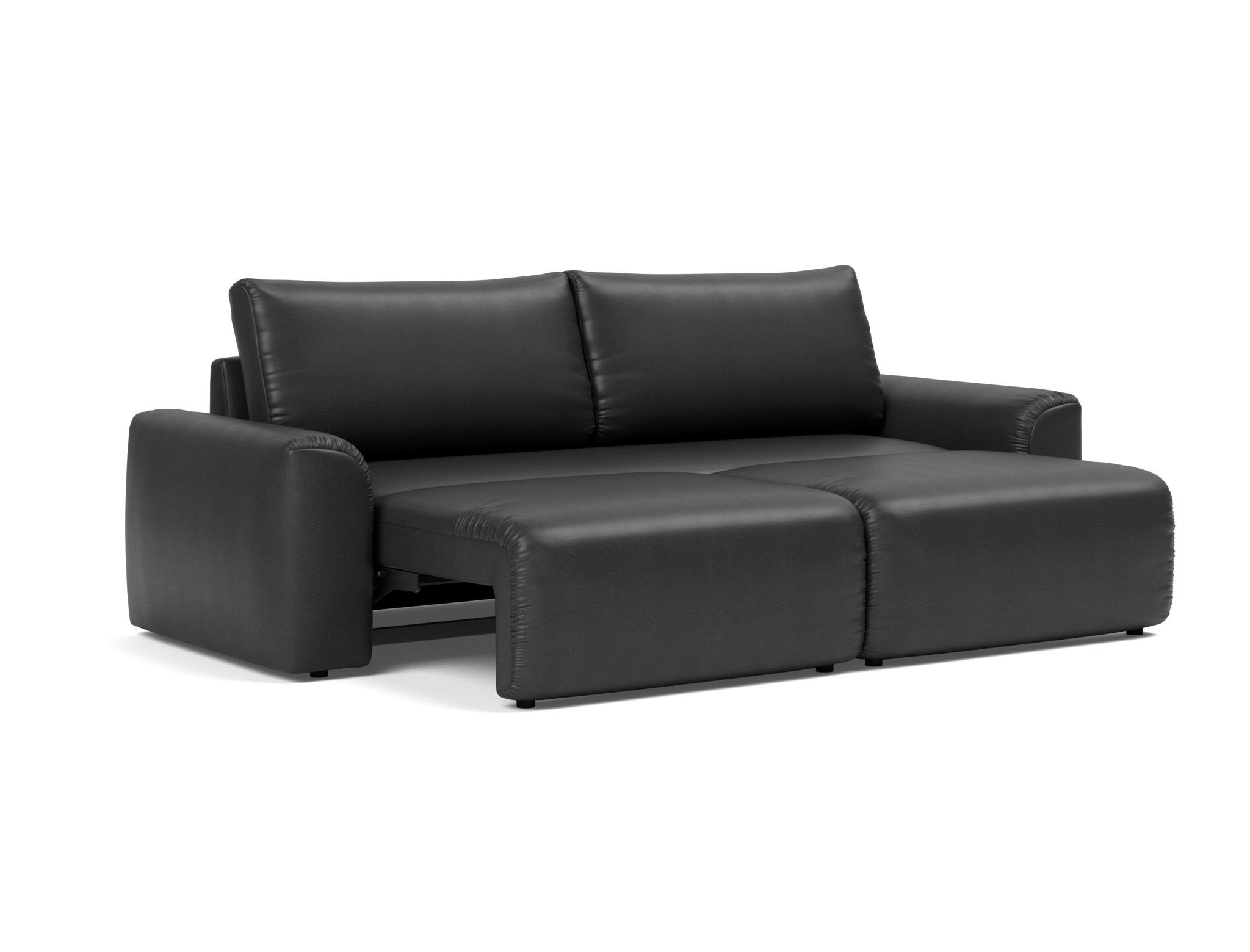 Schlafsofa Norum mit Chunky-Armlehnen Lederoptik Faunal 550-Black