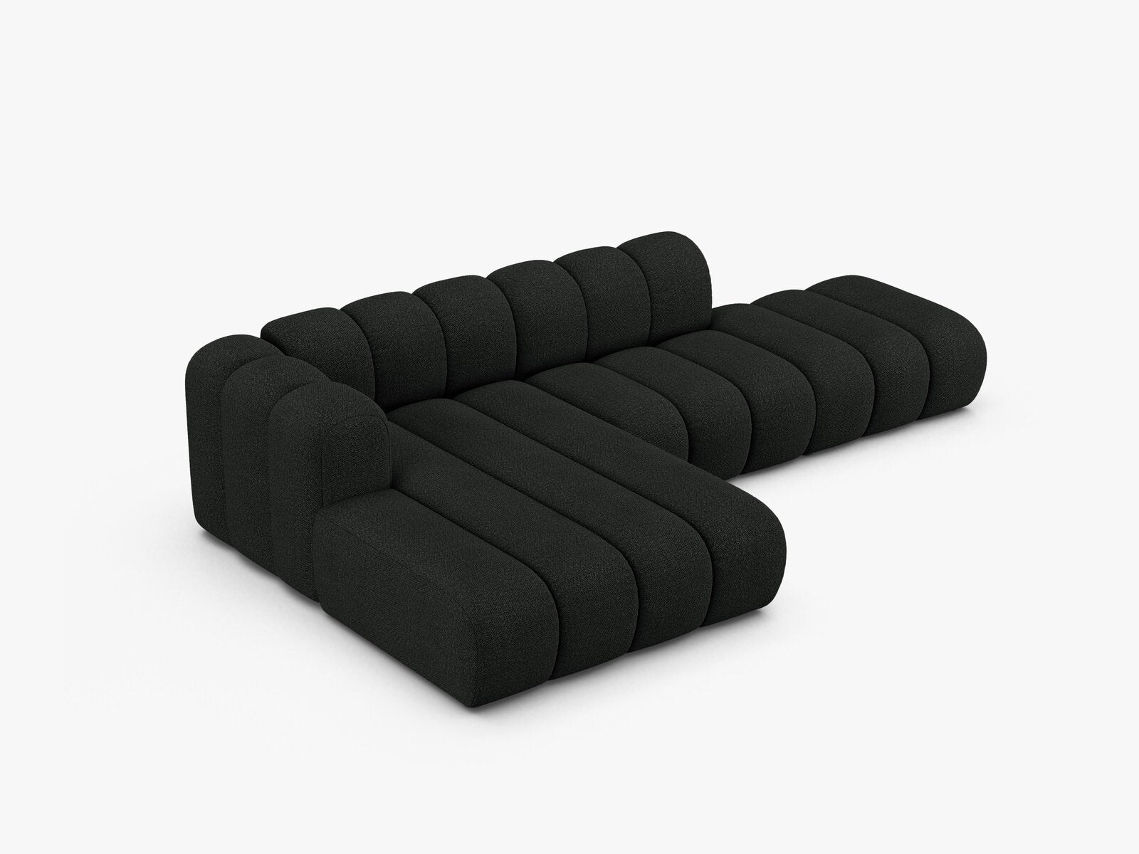 Micadoni Modulares Ecksofa offen Lupine 5-Sitzer Links Boucle Baloo Schwarz