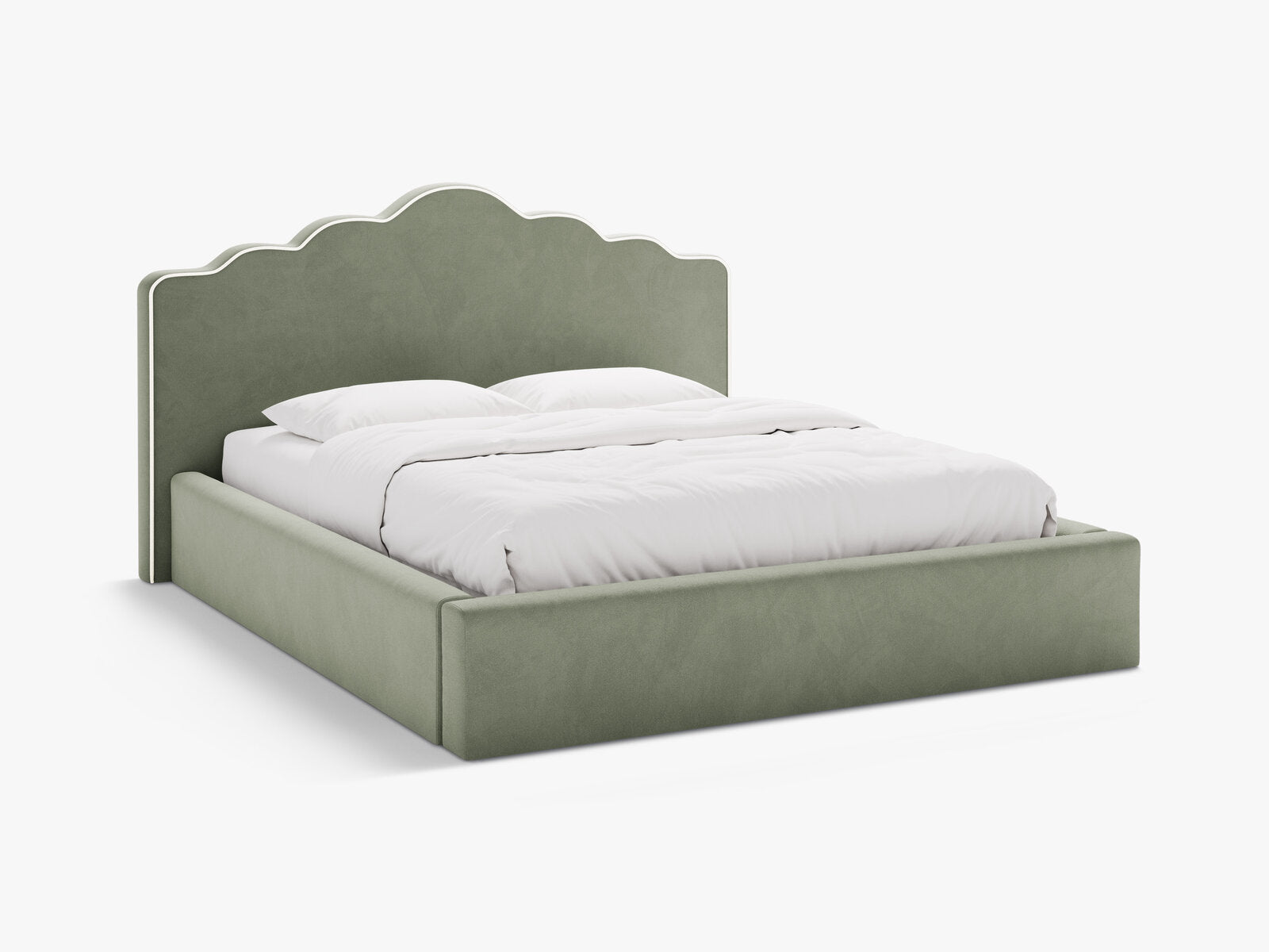 Micadoni Dream Samtbett mit Bettkasten und Kopfteil Samt Magic Velvet Elfenbein / Grün 140x200