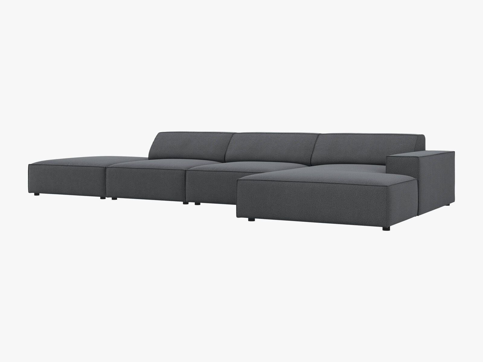 Micadoni Ecksofa Jodie 5-Sitzer Rechts Strukturierter Stoff Megan Dunkelgrau