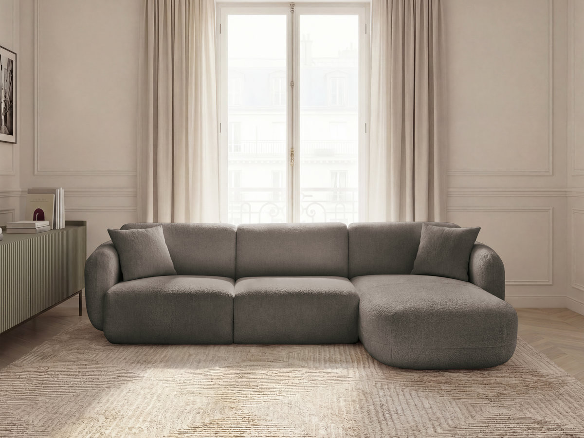 Bobochic Anda Ecksofa 292 × 163 cm Chenille Taupe Ecke rechts