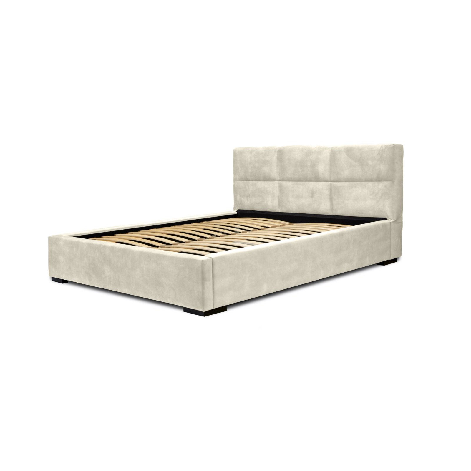 Polsterbett Portoza Samtstoff 140x200 mit Metallrahmen Macau Sand