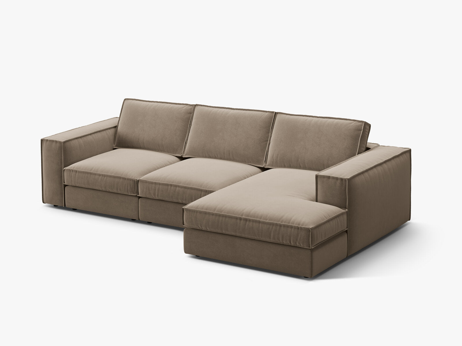 Micadoni modulares Ecksofa Pola 3-Sitzer Rechts Samt Salvador Grau Braun