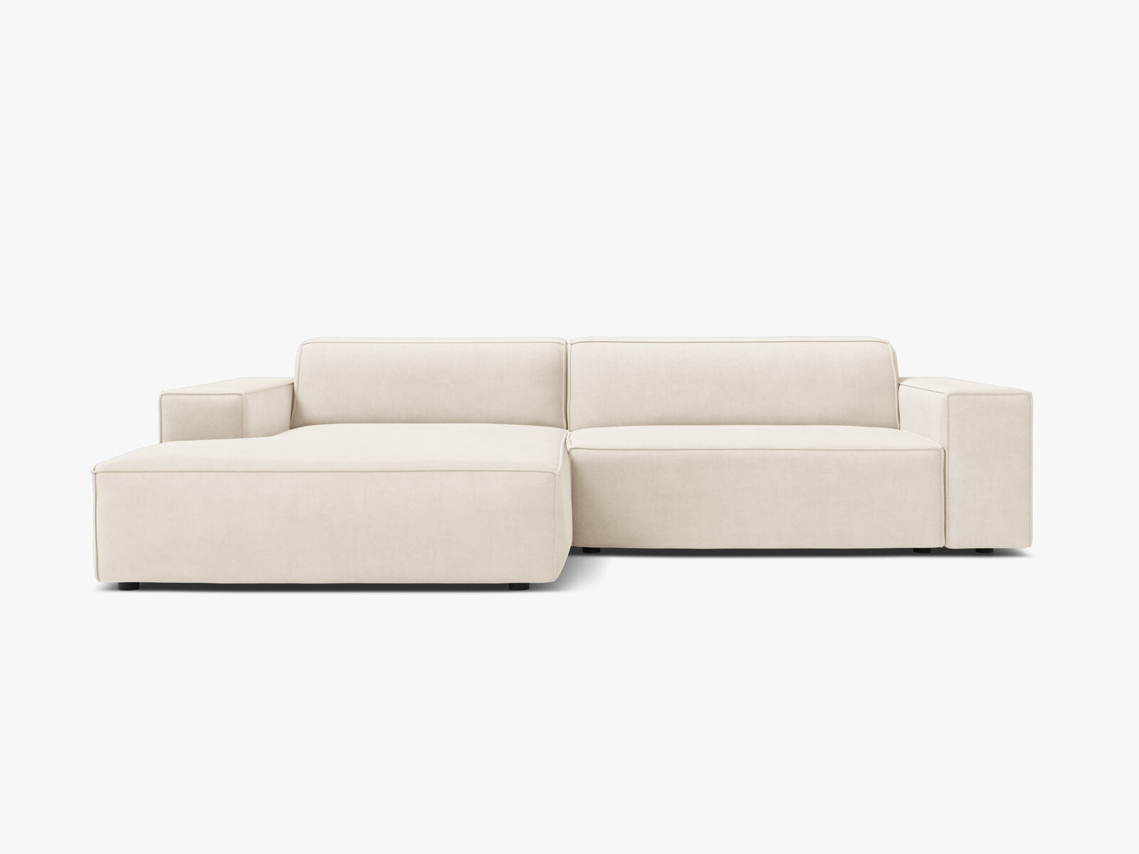 Micadoni Ecksofa Jodie 3-Sitzer Links Samt Bluvel Helles Beige
