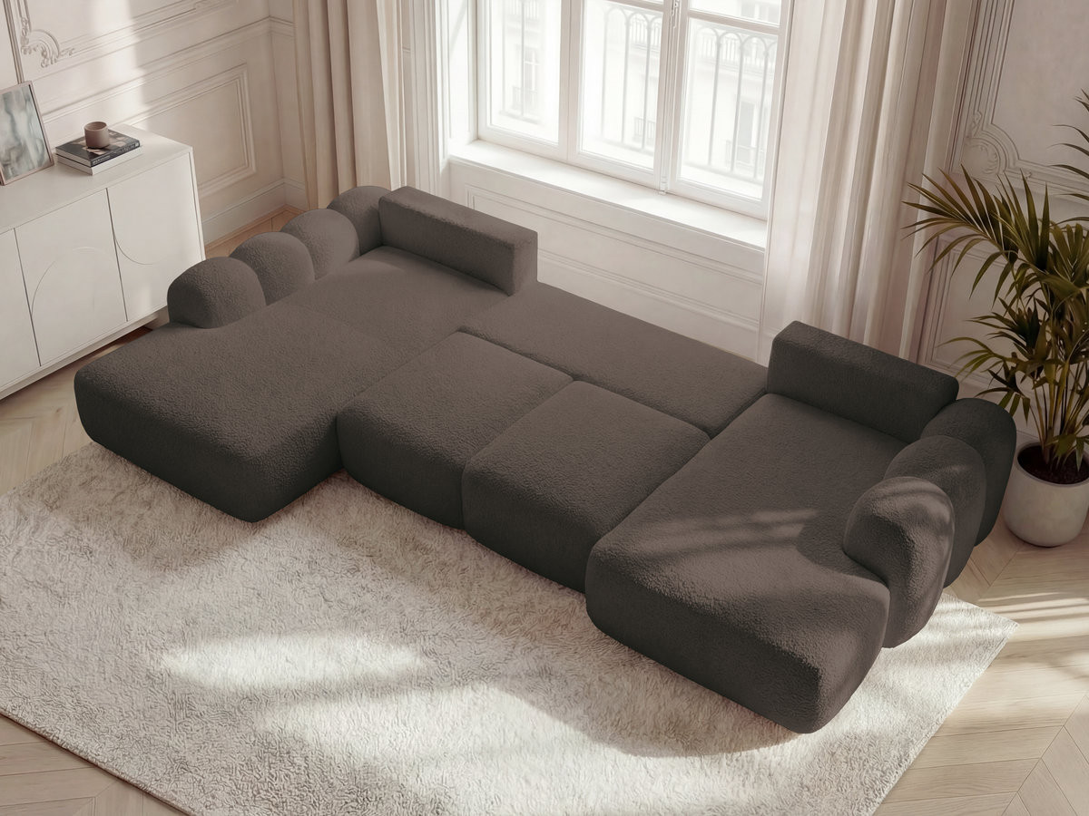 Bobochic Montaigne Wohnlandschaft Bouclé-Stoff Braun Ecke rechts