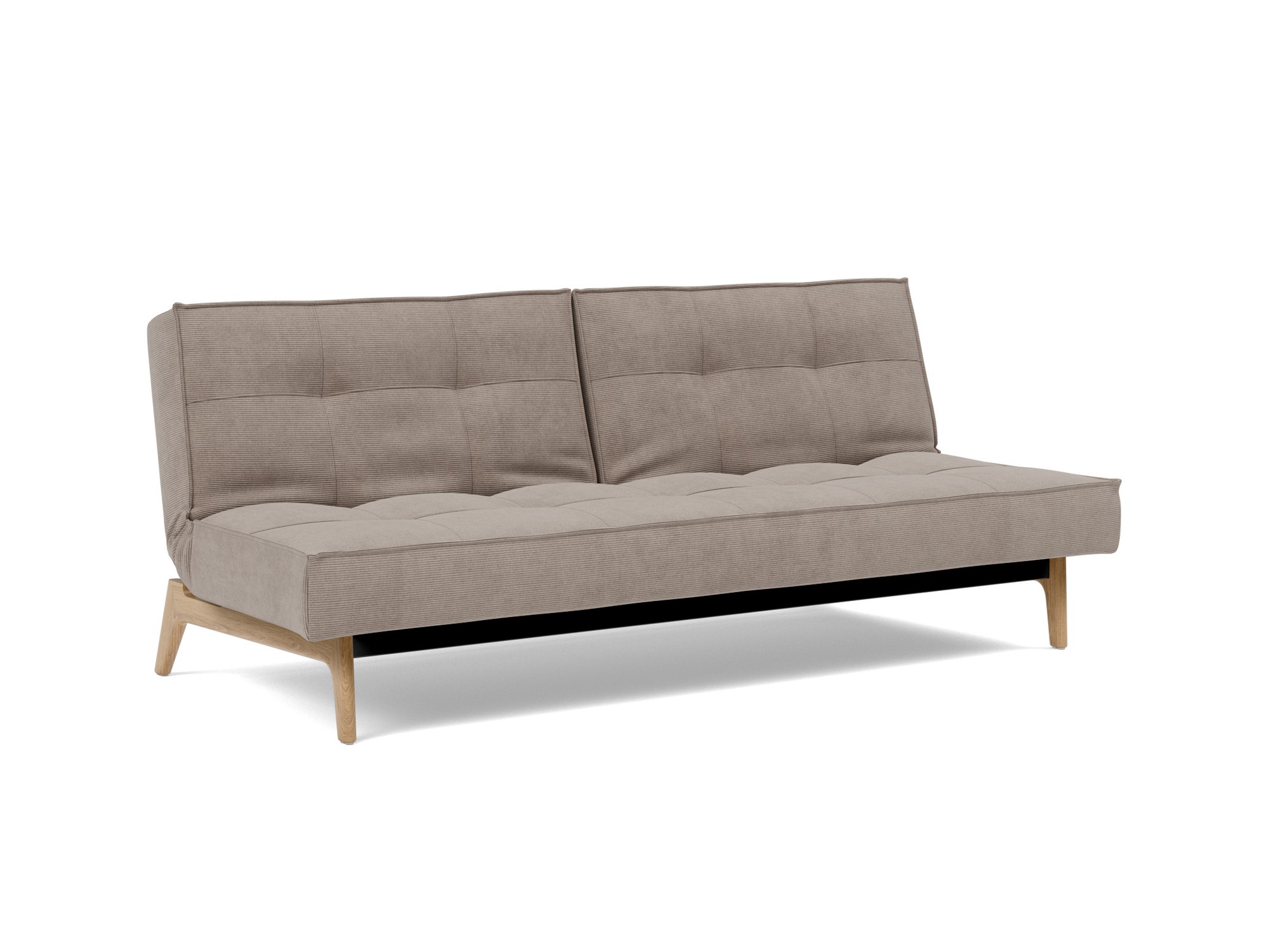 Schlafsofa Splitback Kord Cordufine 318-Beige Beine Eiche
