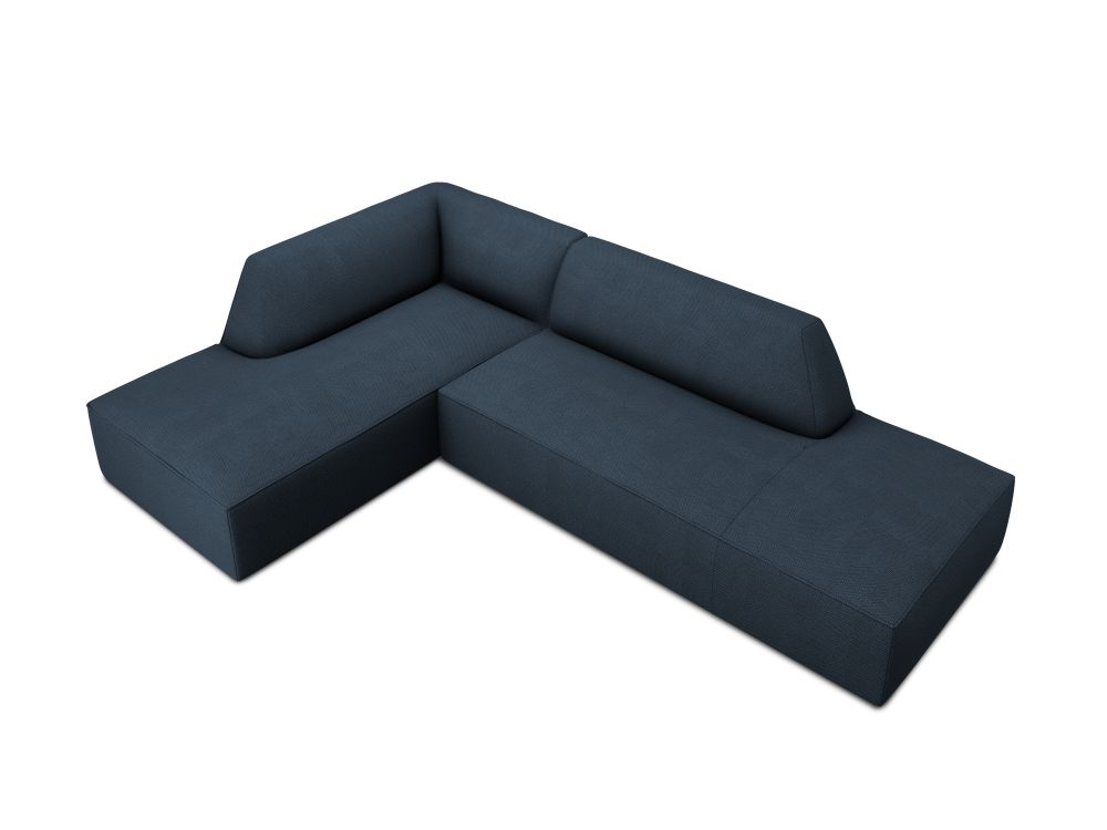 Cosmopolitan Design Ecksofa Siena 4-Sitzer offen Strukturierter Stoff Ottawa Marineblau Links