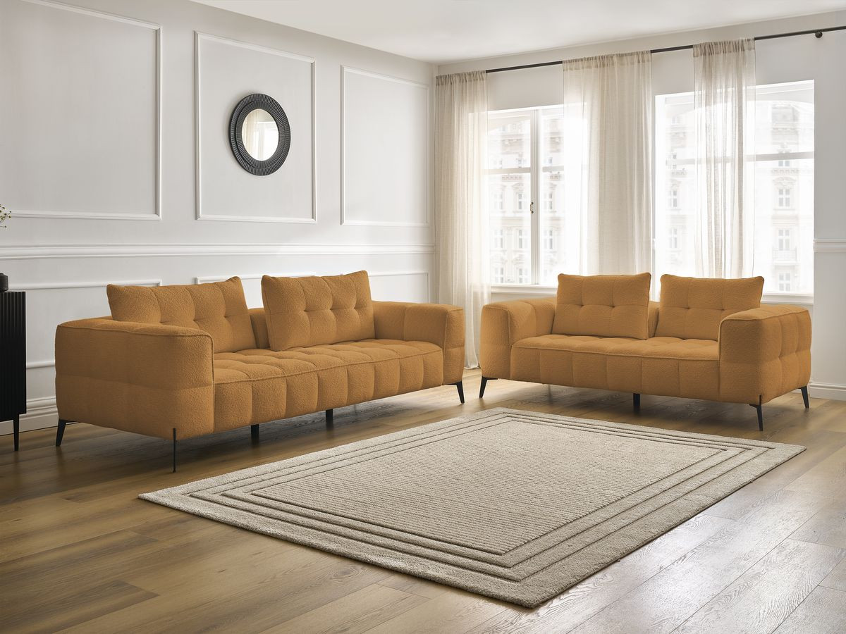 Bobochic Anis Sofa 5-Sitzer Bouclé-Stoff Gelb