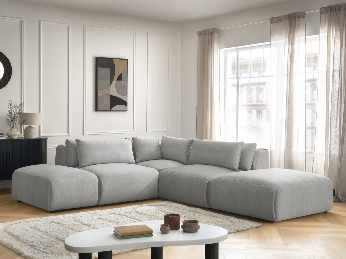 Bobochic Jana Ecksofa Samt Hellgrau