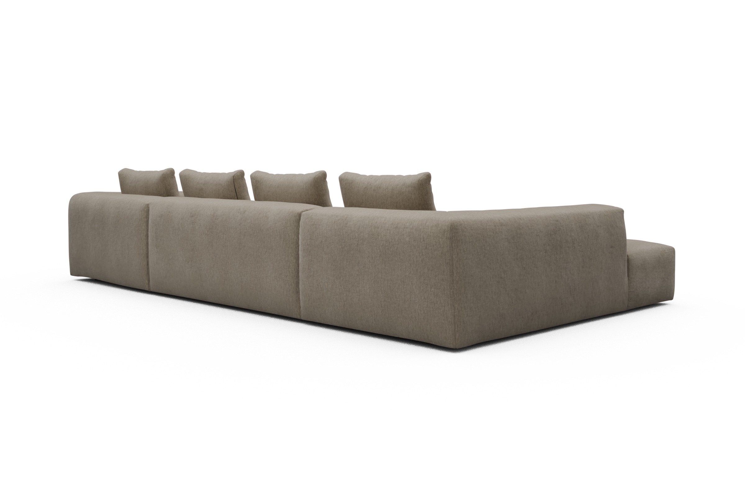 Wohnlandschaft Fred Relax-Ecke links mit 2-Sitzer und Chaiselongue rechts Samt Smooth 810-Beige