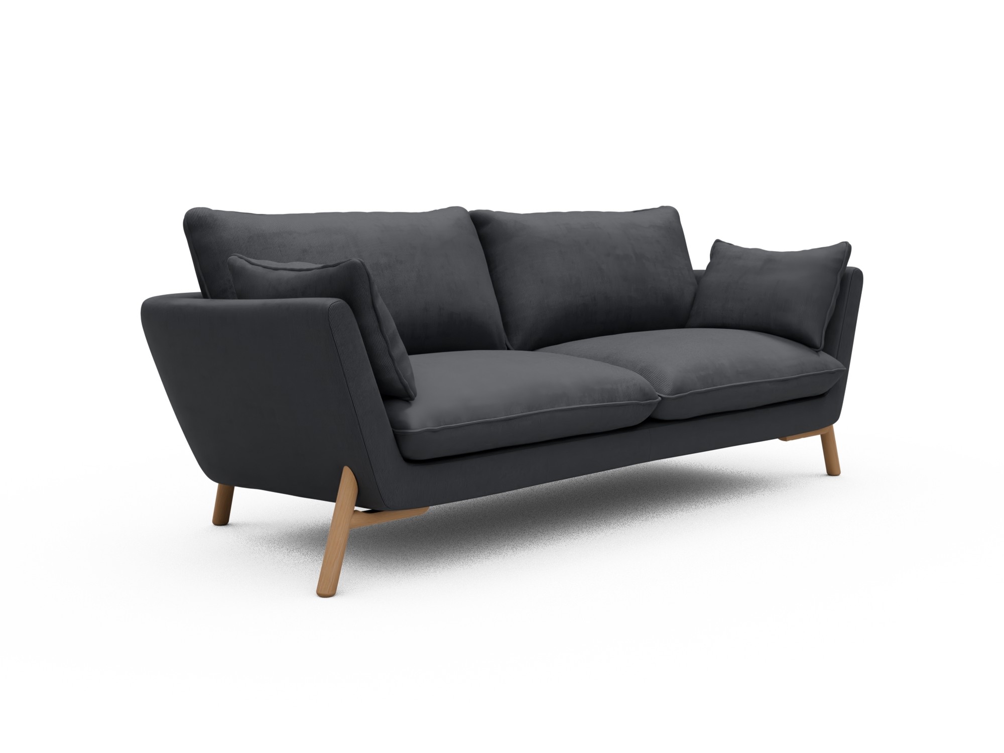 Skandi Home Sofa Emil 3-Sitzer Beinfarbe Eiche Natur Cordufine-Slate-Grey moebelfaktor
