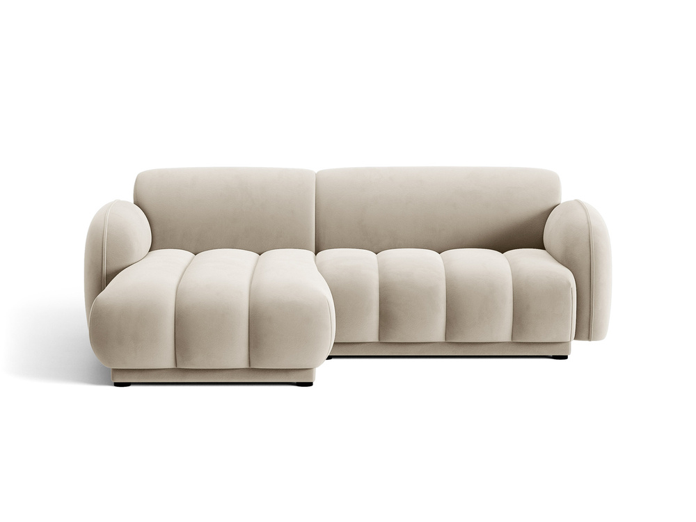 Cosmopolitan Design Ecksofa Bilbao 3-Sitzer kleine Version Samt Casino Helles Beige Links