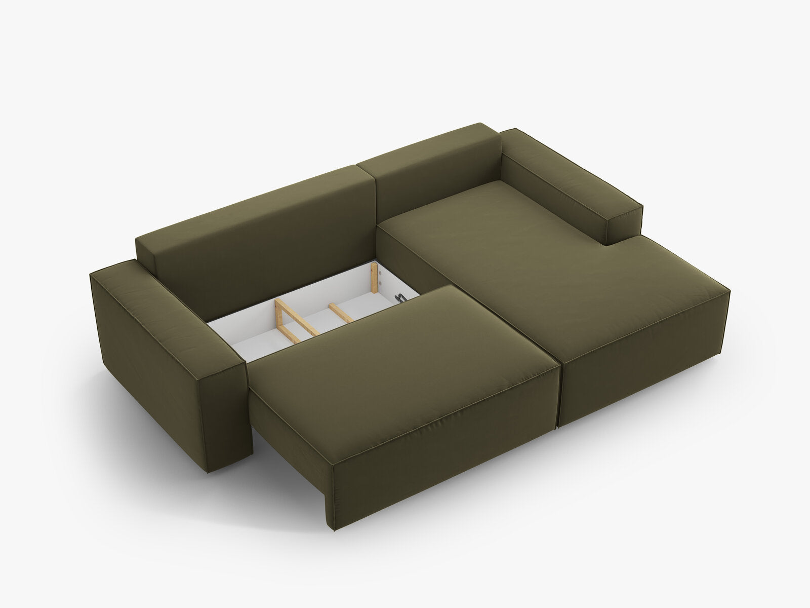 Micadoni Schlaf-Ecksofa Jodie 3-Sitzer Rechts Samt Grün