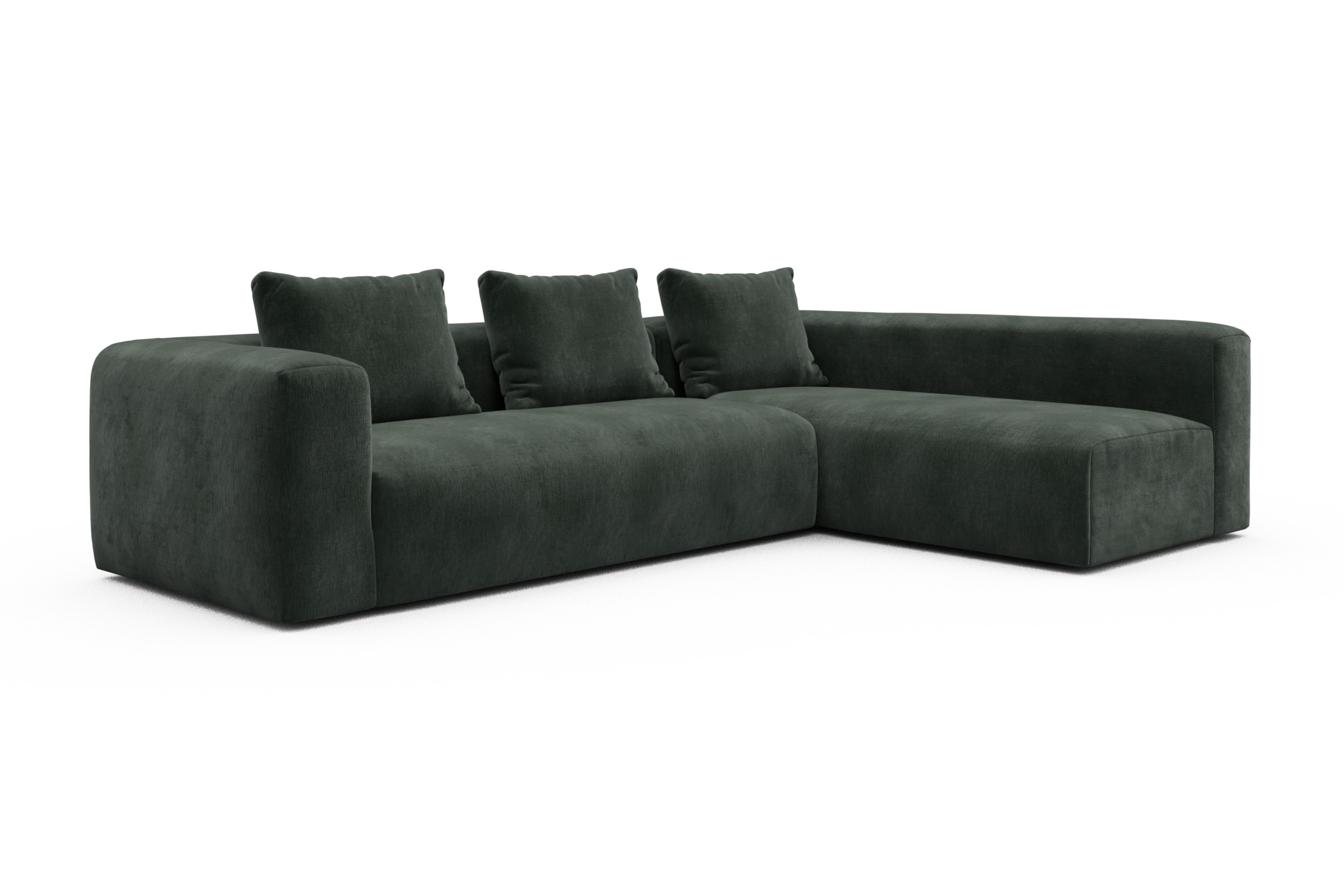 Ecksofa Fred 2x 2,5-Sitzer rechts offen Smooth-Laurel-Green