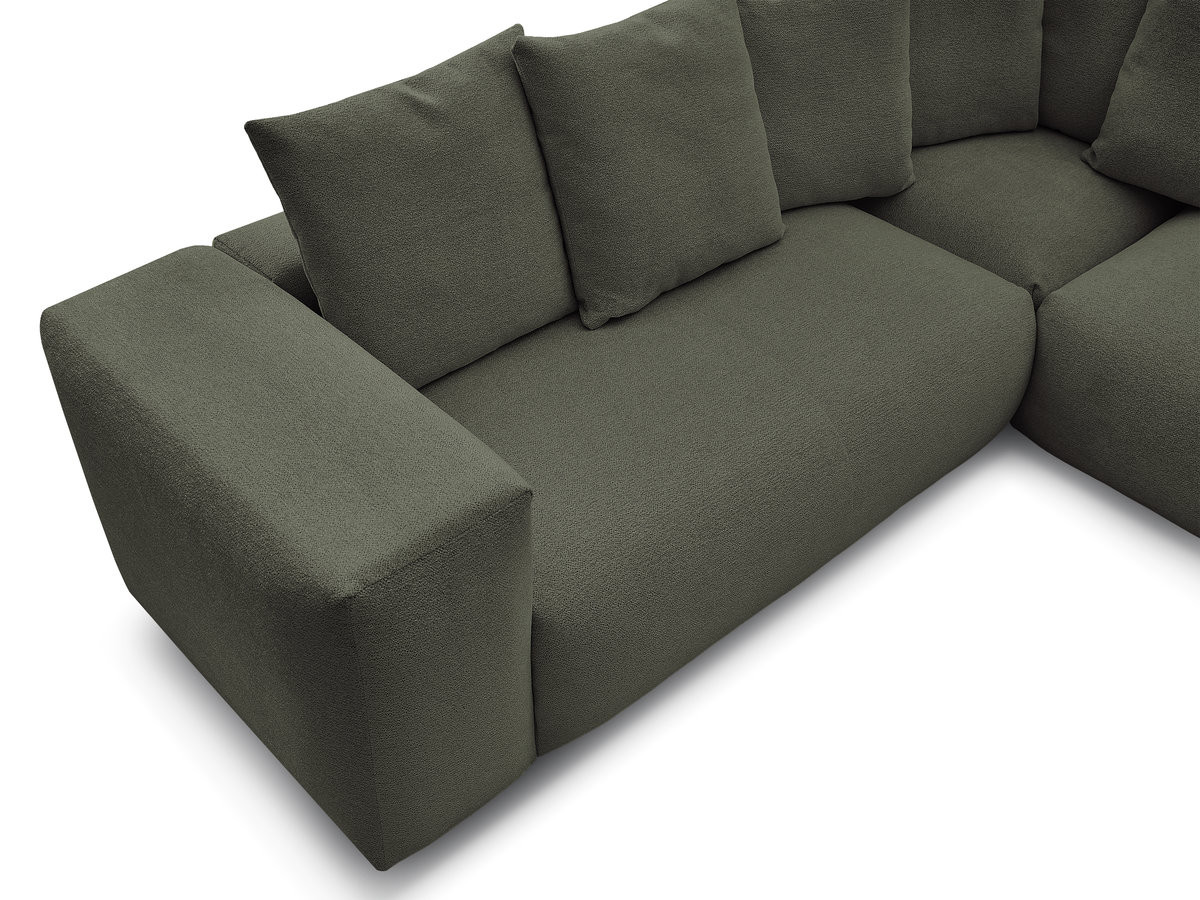 Bobochic Voltaire Ecksofa 268 × 214 cm Melange-Stoff Grün Ecke rechts