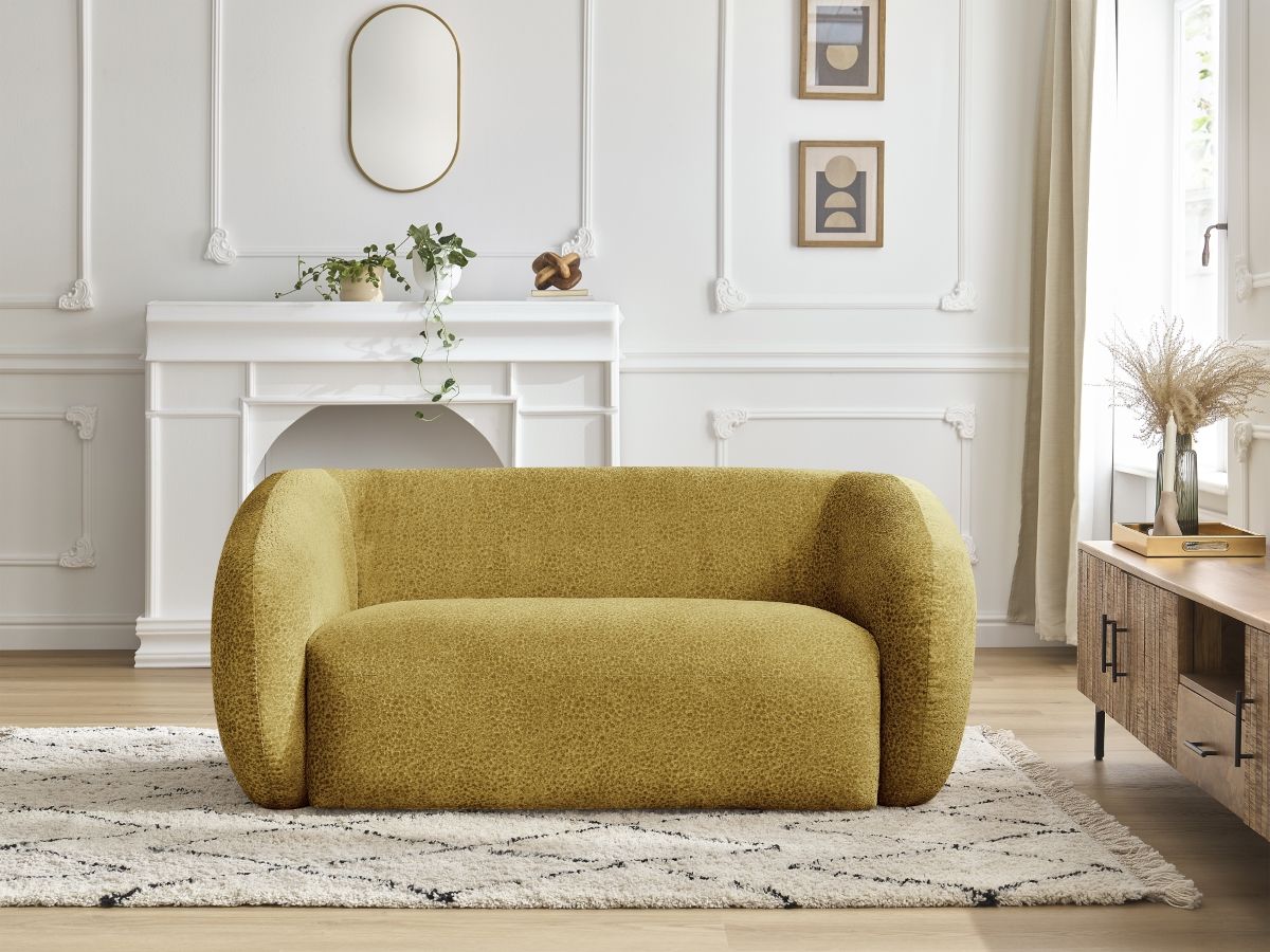 Bobochic Celine Sofa 2-Sitzer Strukturstoff Gelb