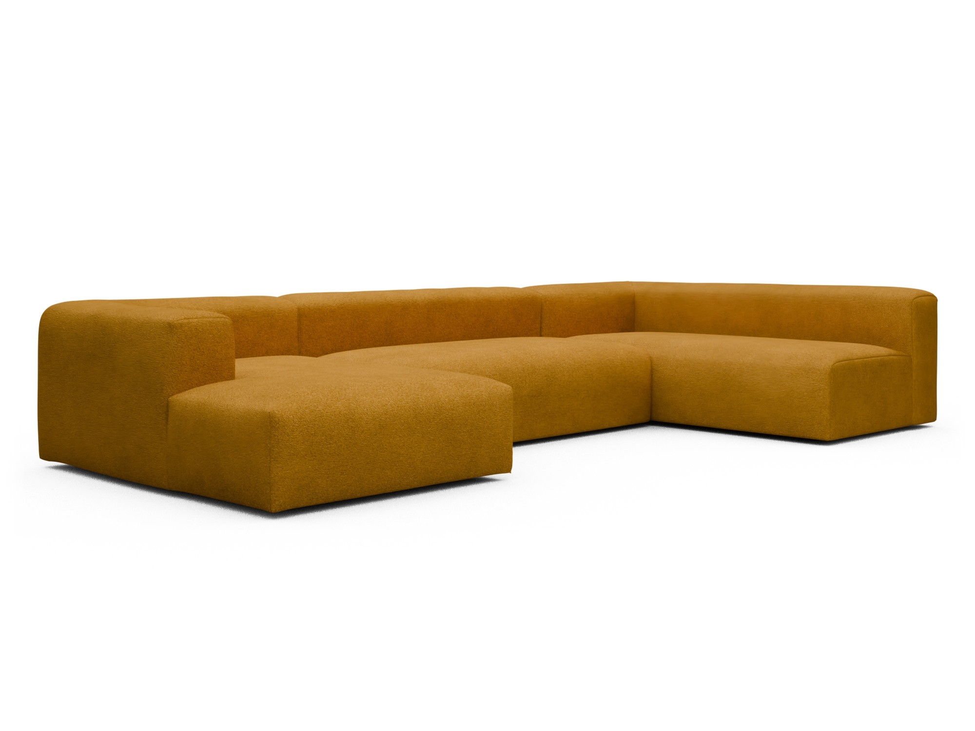 Skandi Home Wohnlandschaft Fred Chaiselongue links mit 2-Sitzer und lange Armlehne rechts Boucle-Ochre moebelfaktor