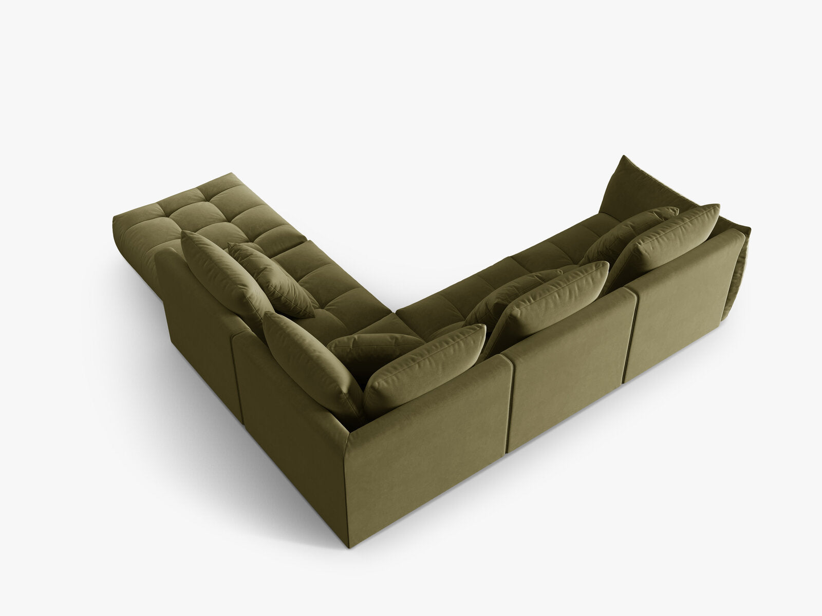 Micadoni Ecksofa Bloom 5-Sitzer Rechts Samt Hellgrün