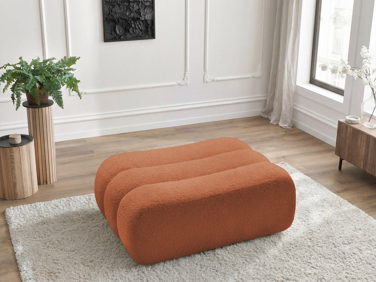 Bobochic Azra Pouf Bouclé-Stoff Orange