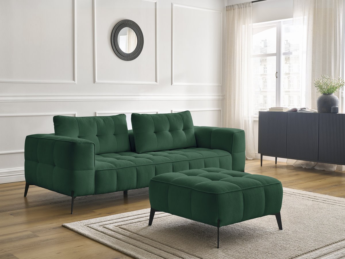 Bobochic Anis Sofa 3-Sitzer mit Pouf Strukturstoff Grün