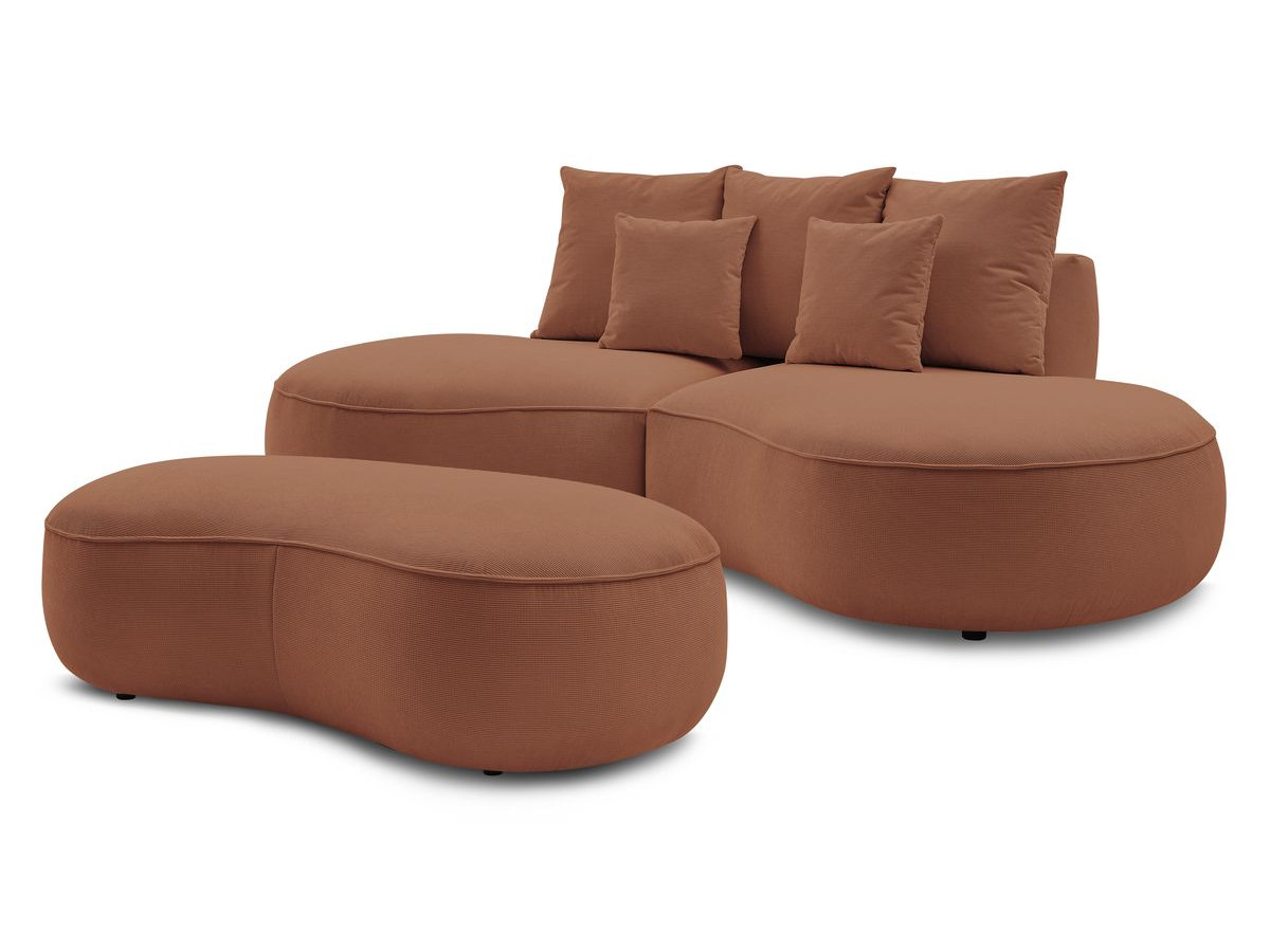 Bobochic Saint-germain Sofa 5-Sitzer mit Pouf Strukturstoff Orange