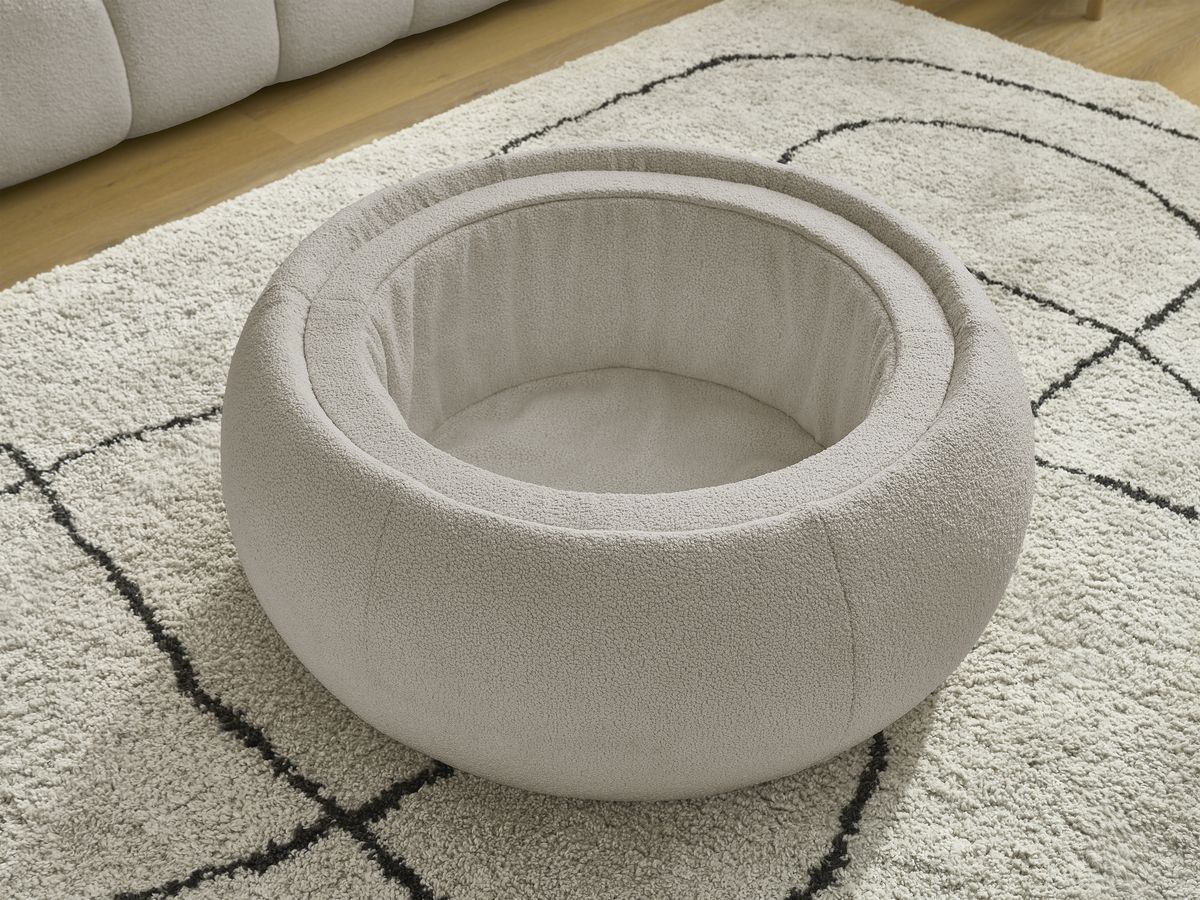 Bobochic Hayden Sofa 3-Sitzer mit Pouf 256 × 107 cm Bouclé-Stoff Taupe