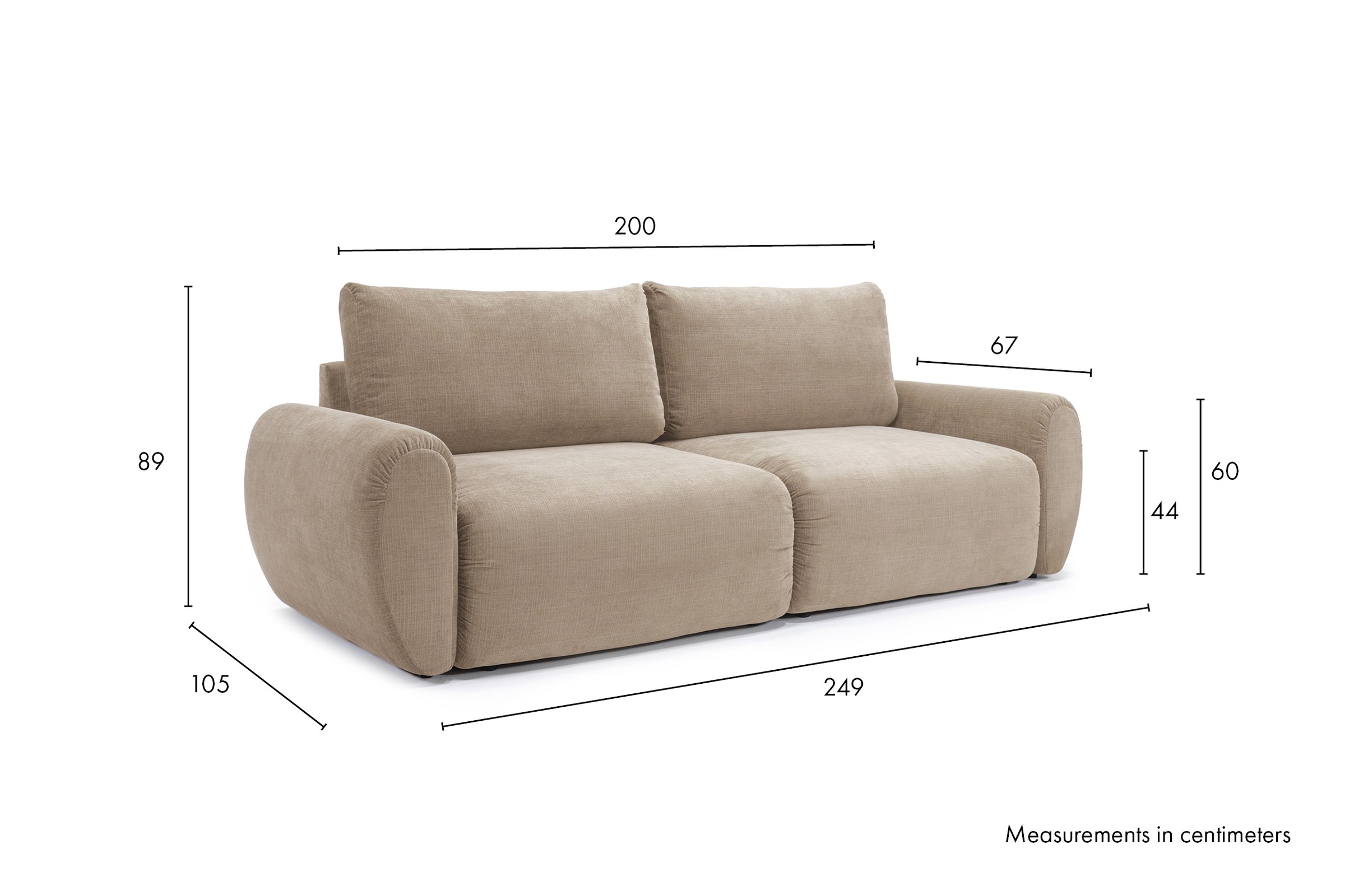 Schlafsofa Norum mit Curve-Armlehnen