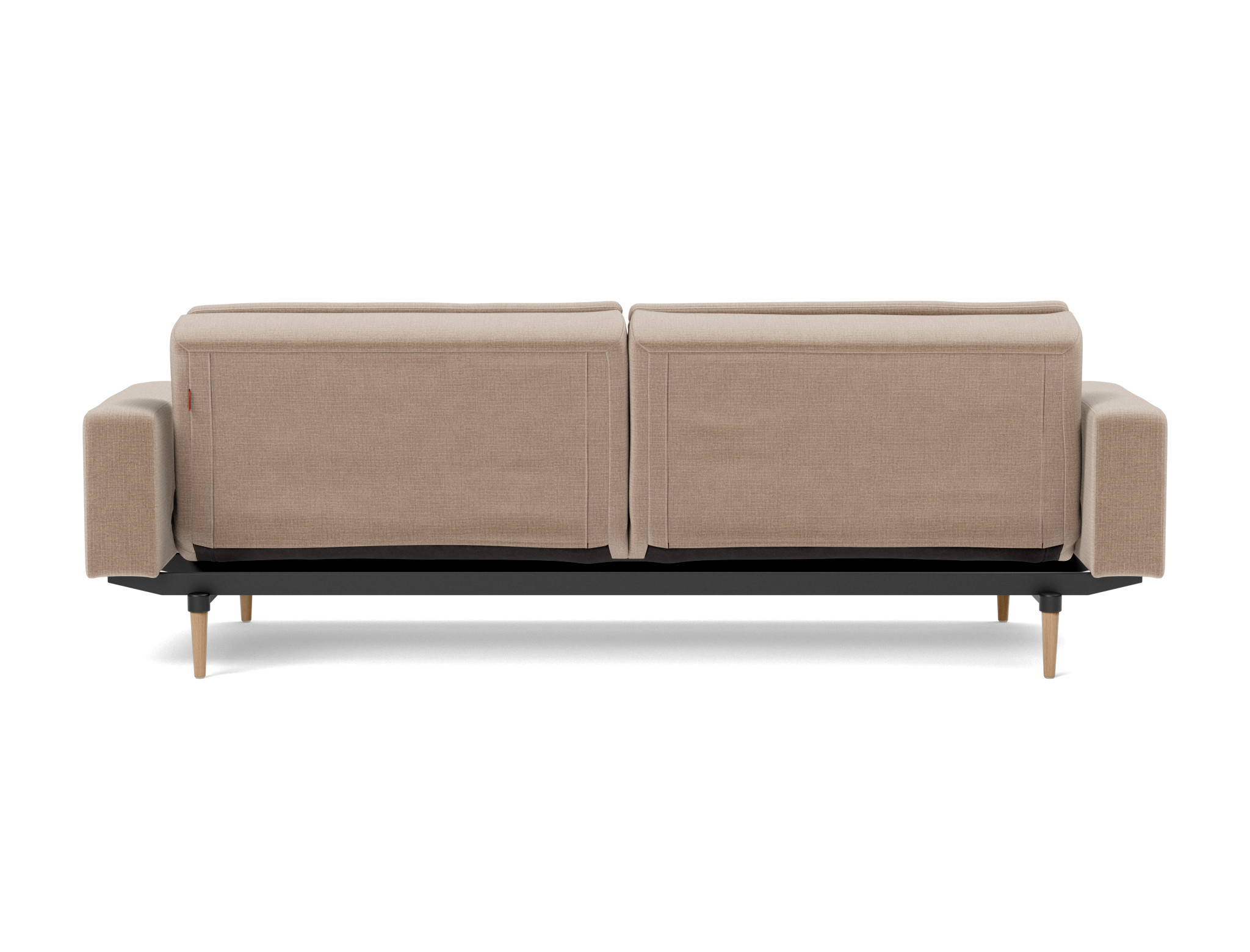 Schlafsofa Dublexo mit Armlehnen Chenille Esina 417-Mocha Beine Styletto Eiche hell