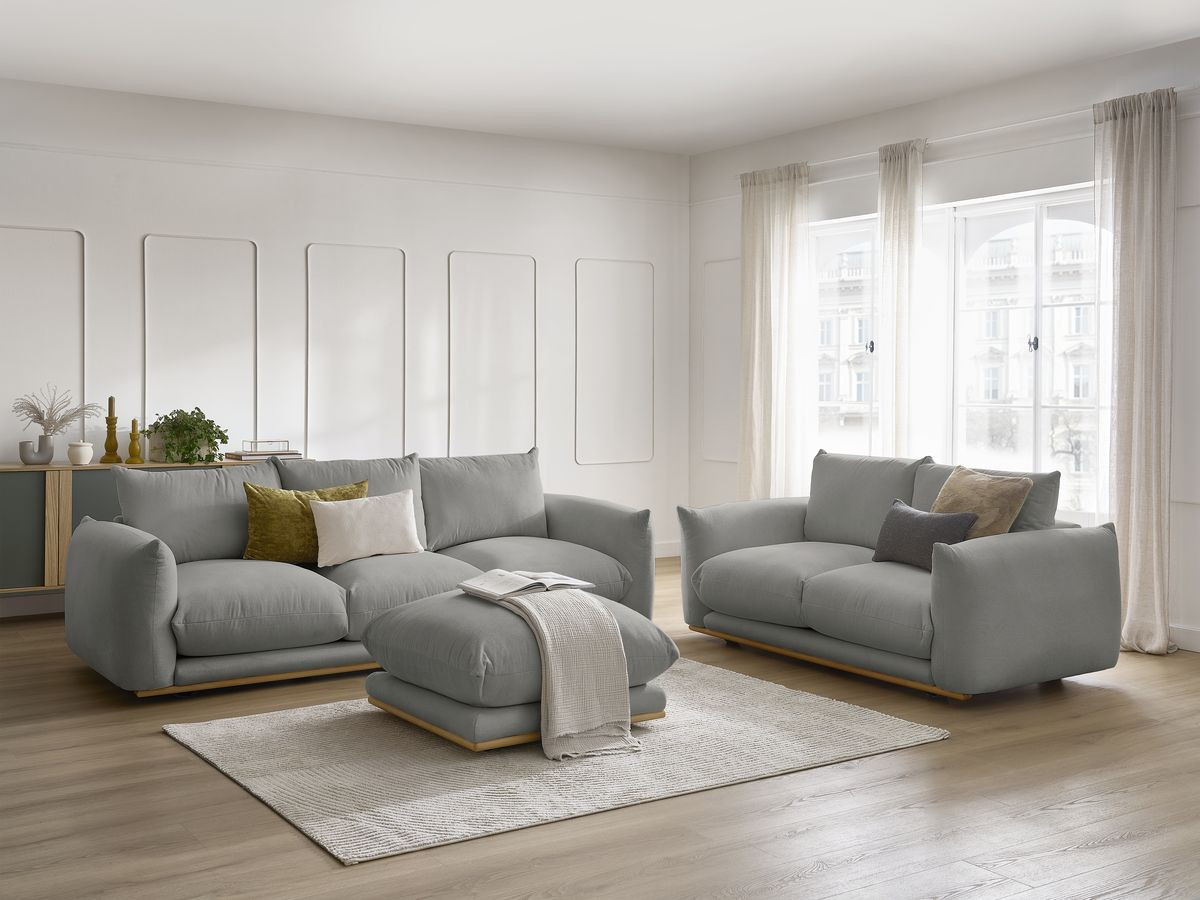 Bobochic Ernest Sofa 6-Sitzer mit Pouf Stoff Dunkelgrau