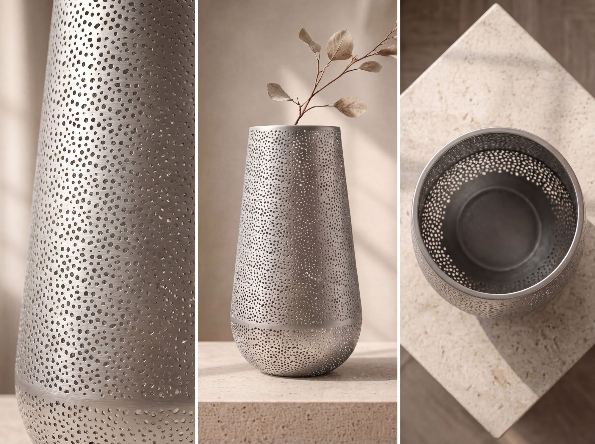 Bodenvase Malvik Metall Silber Ø 25 cm