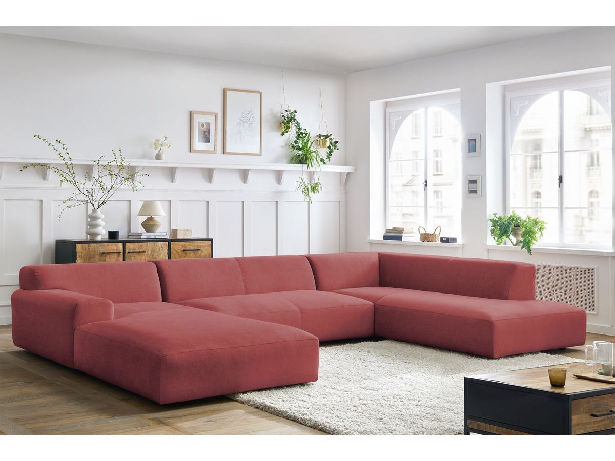 Bobochic Lavena Wohnlandschaft 399 × 220 cm Samt Orange Ecke links