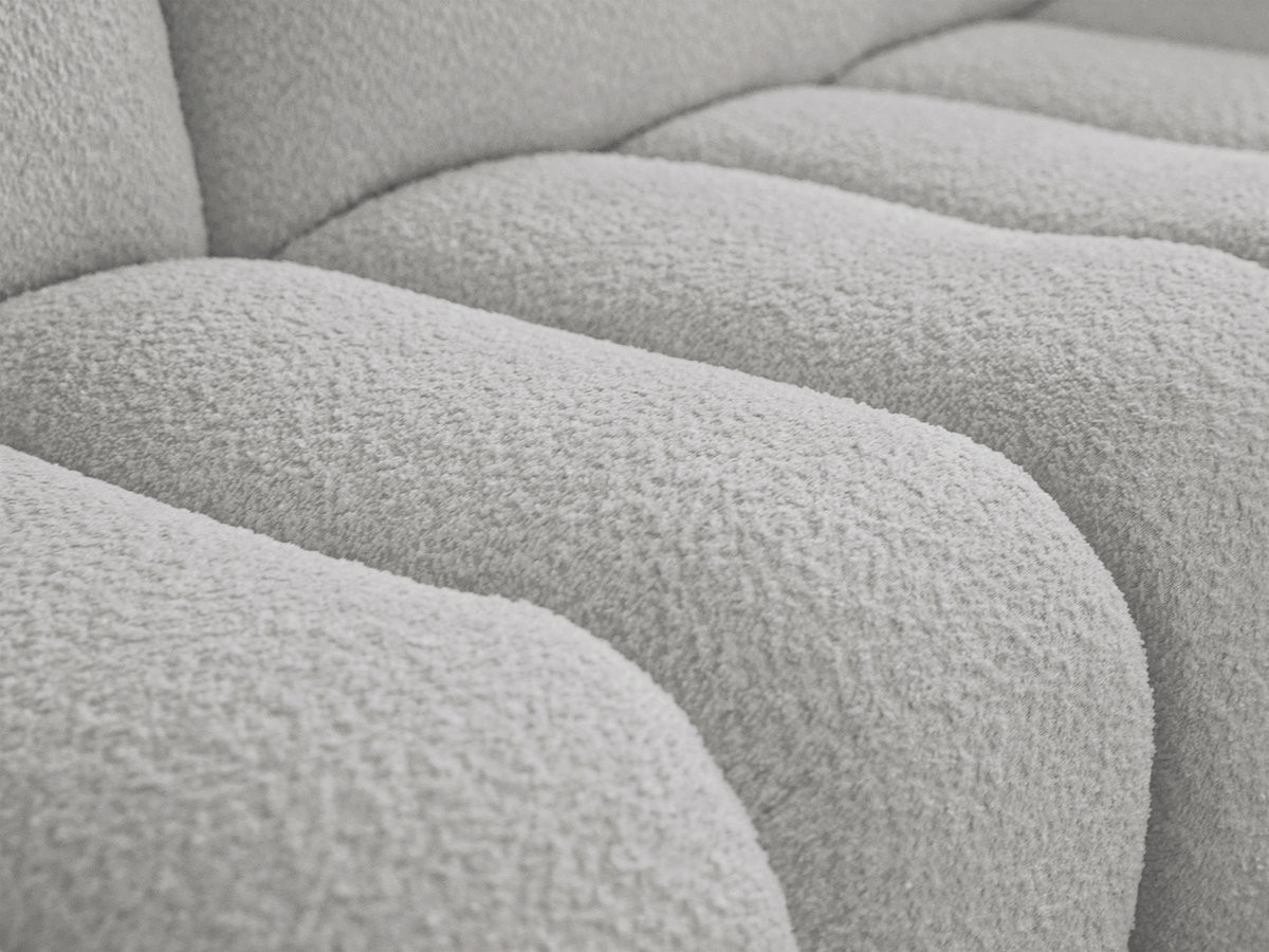 Bobochic Azra Ecksofa 325 × 112 cm Bouclé-Stoff Hellgrau Ecke rechts