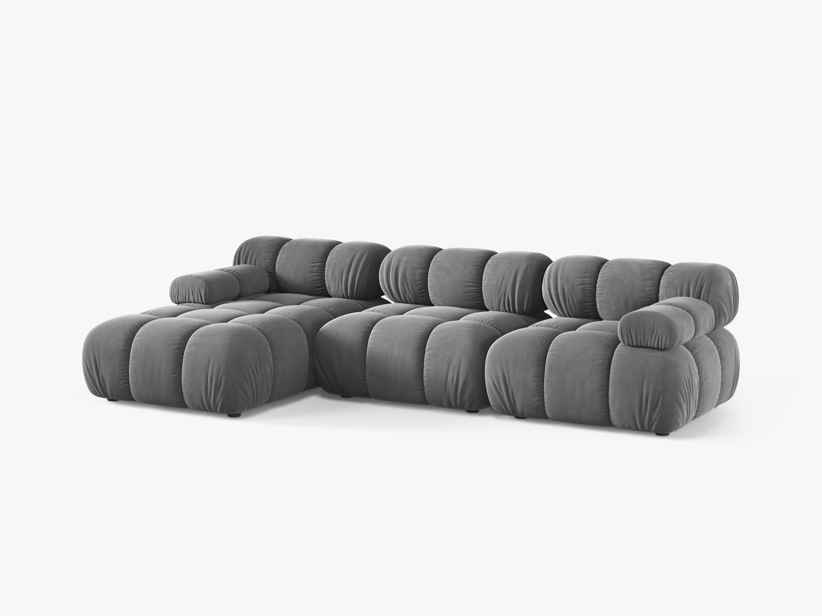 Micadoni Modulares Ecksofa Bellis 4-Sitzer Links Samt Venus Hellgrau