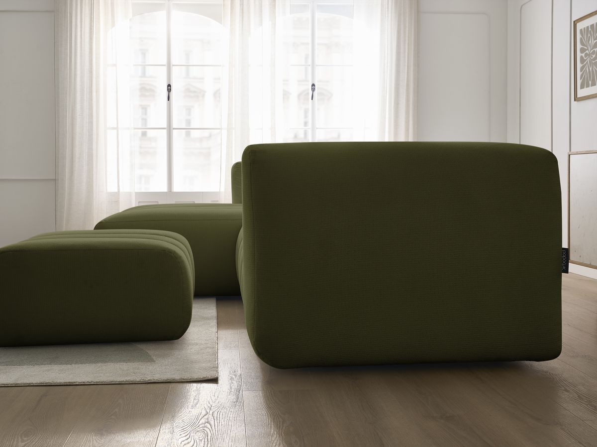 Bobochic Talia Ecksofa mit Pouf Melange-Stoff Grün Ecke links