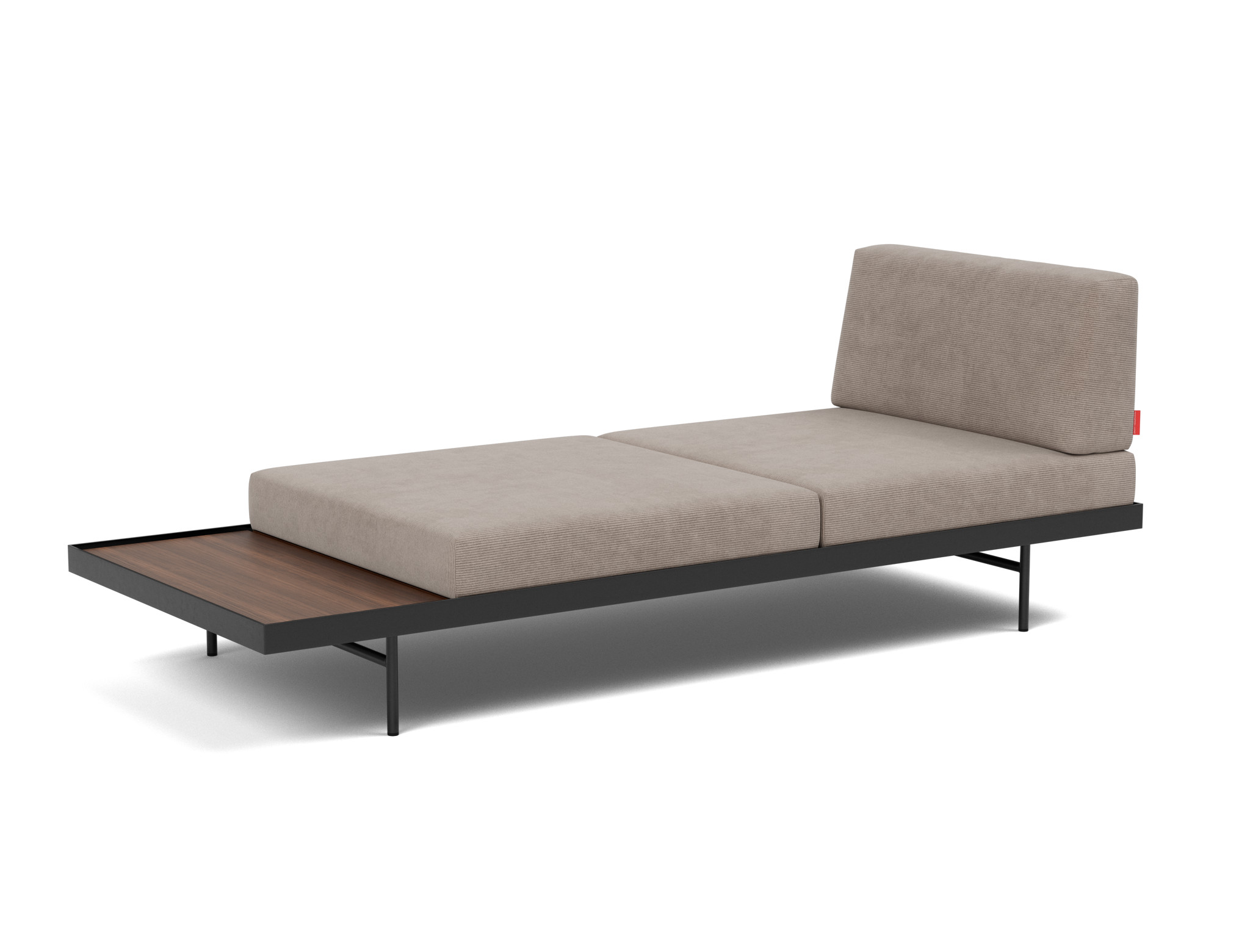 Tagesbett Puri Kord Cordufine 318-Beige Beine mit Nussbaumtisch