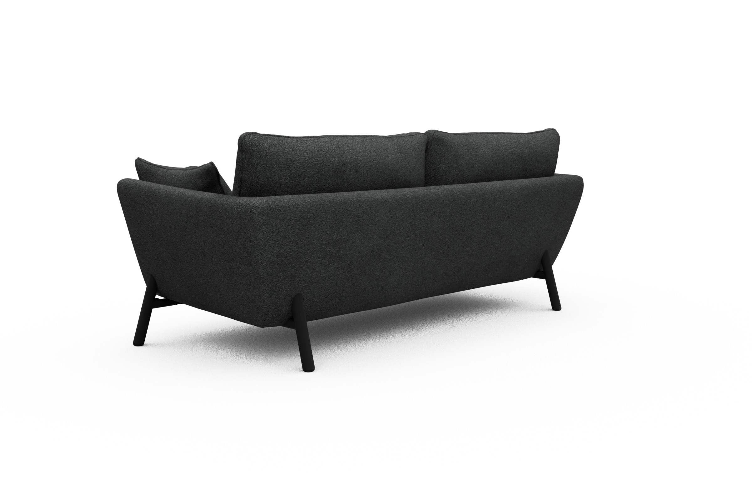 Sofa Emil 3-Sitzer Beinfarbe Eiche Schwarz Boucle-Charcoal