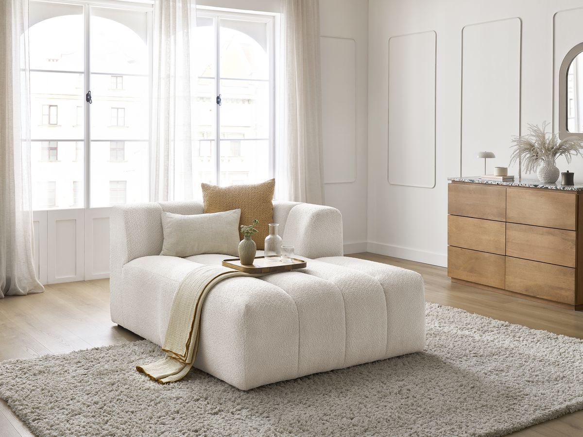 Bobochic Annecy Méridienne-Modul Bouclé-Stoff Weiß Ecke rechts
